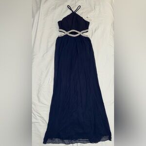 David’s Bridal Navy long dress (size 3)
